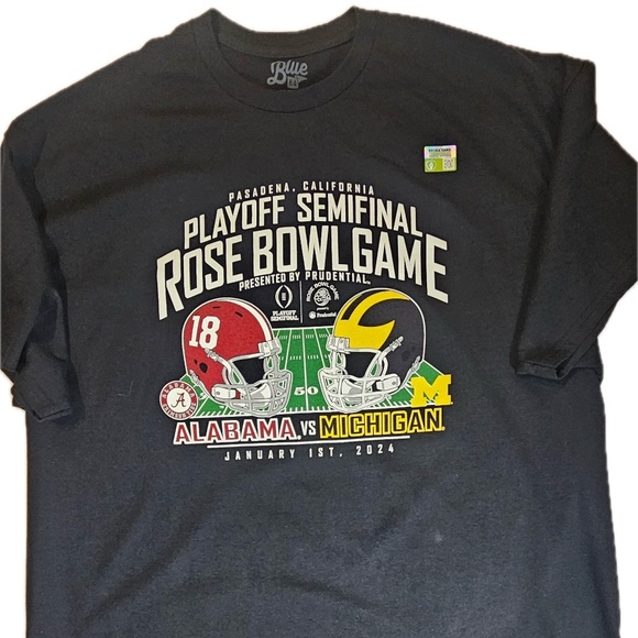Blue 84 Other - Rose Bowl Game 2024 Alabama Michigan T-Shirt Mens XXL Black College Football Tee